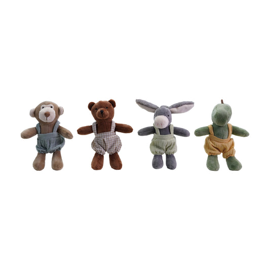 Mini Plush Animals in Overalls