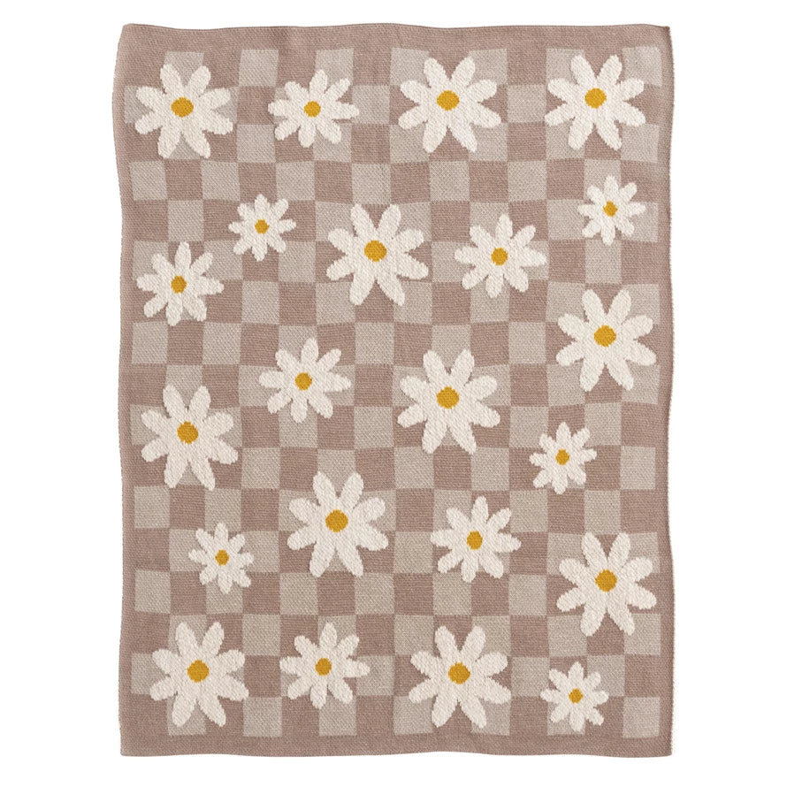 Chenille Daisy Baby Blanket