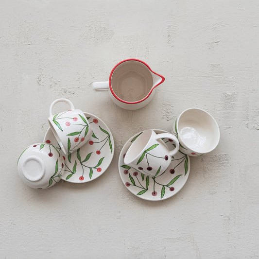 Stoneware Bowls with Cherries