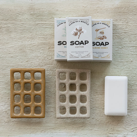 Stoneware Footed Soap Dish, 2 Colors