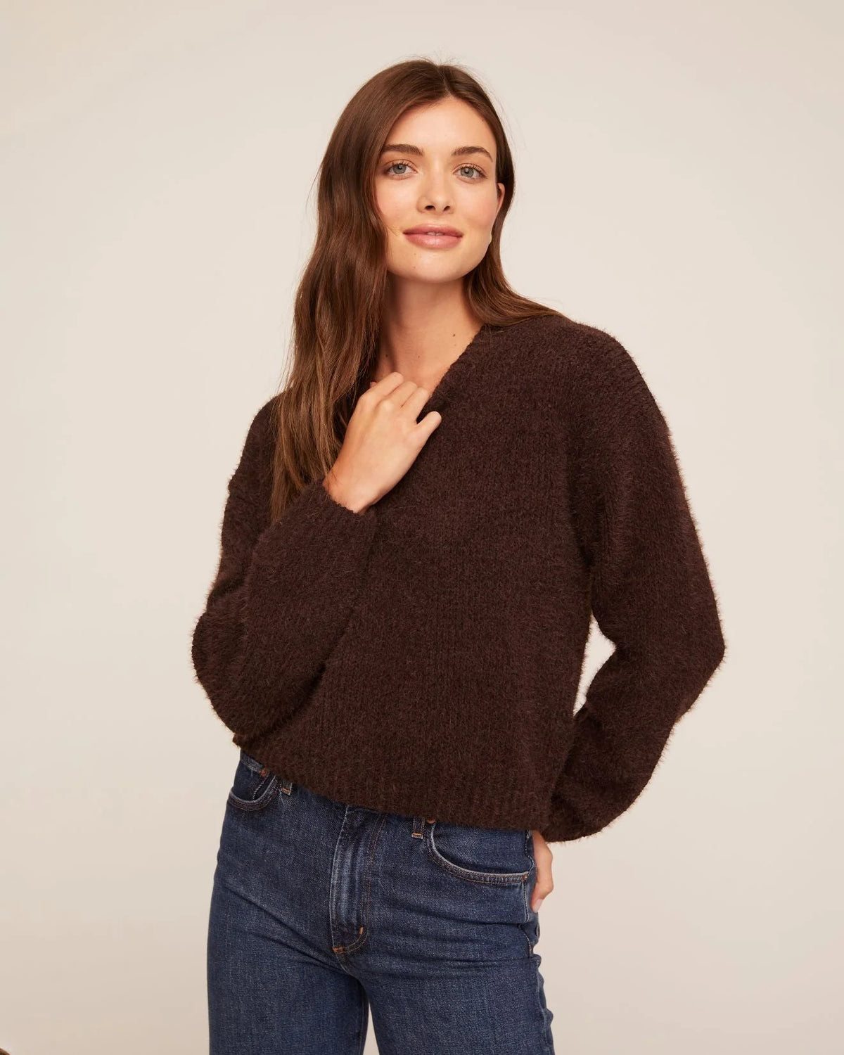 Bella Dahl Dark Chestnut Drop Shoulder Sweater