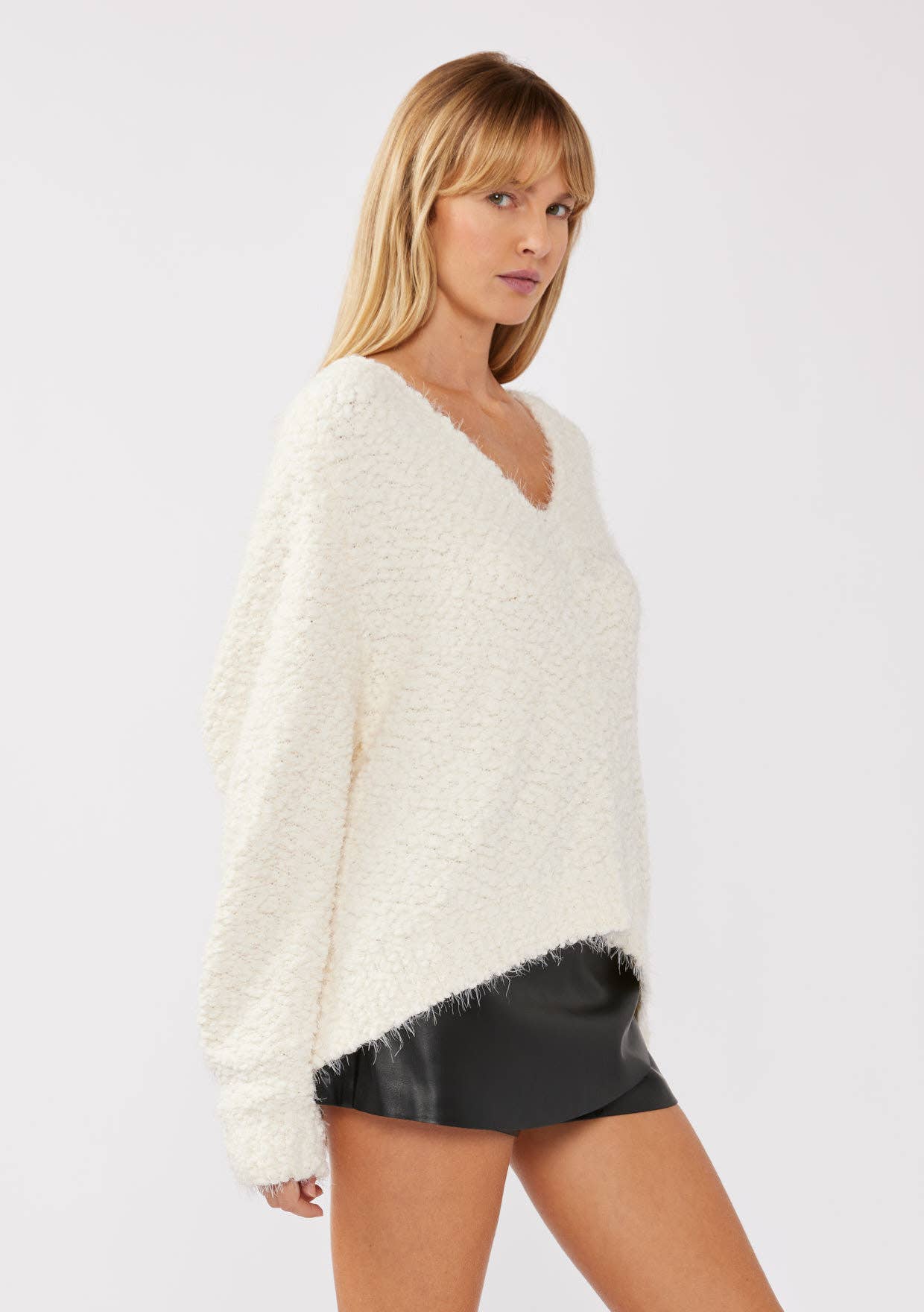 Lovestitch Hi-Low Fuzzy Pullover Sweater, 2 colors