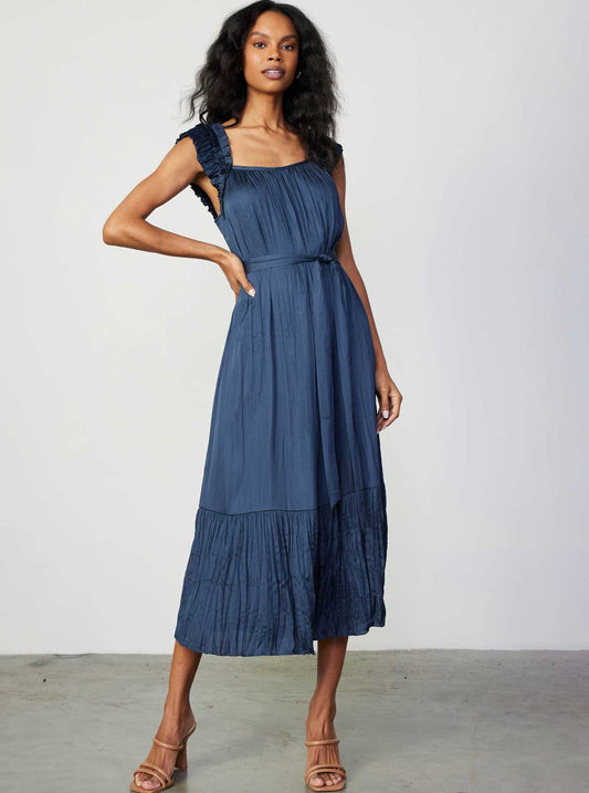 Double-Layer Ruffle Midi Dress