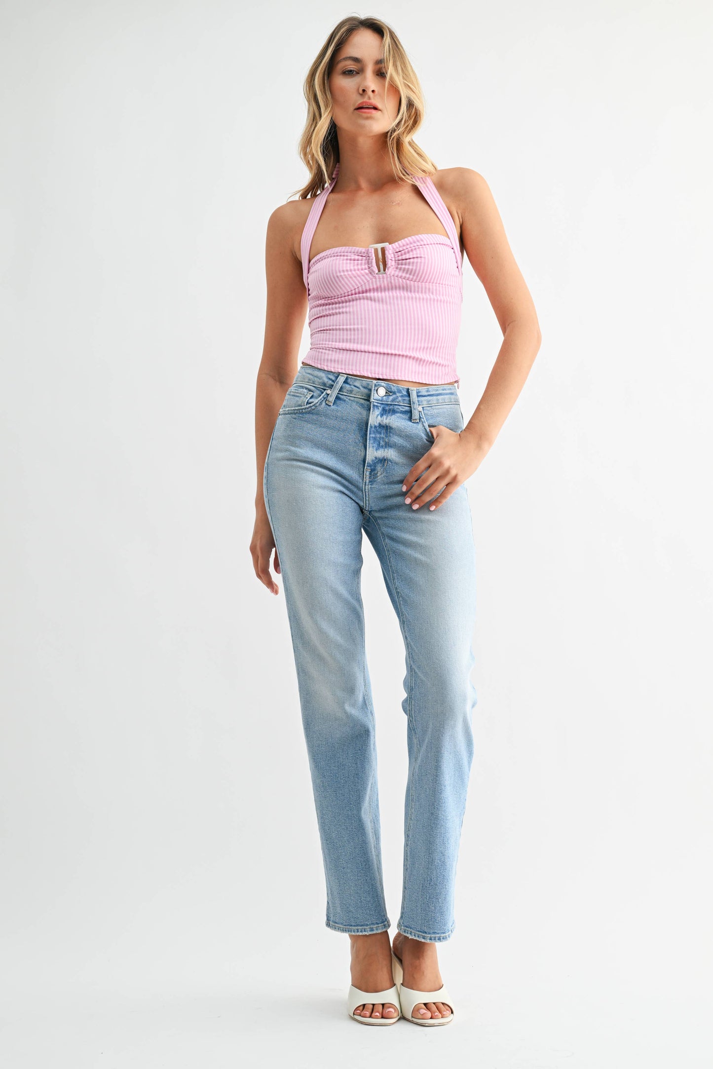 Just Black Mid Rise Stovepipe Straight Leg