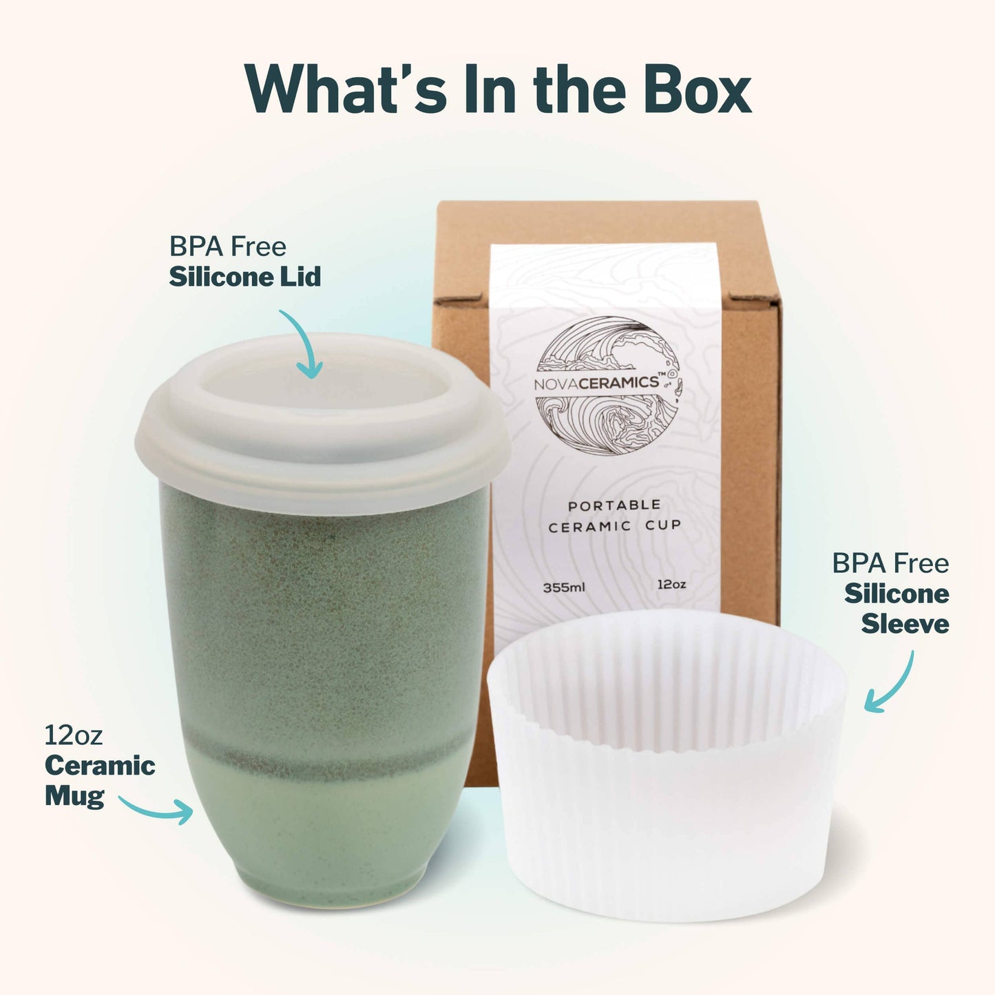 Emerald 12oz Ceramic Travel Mug – Reusable & Stylish