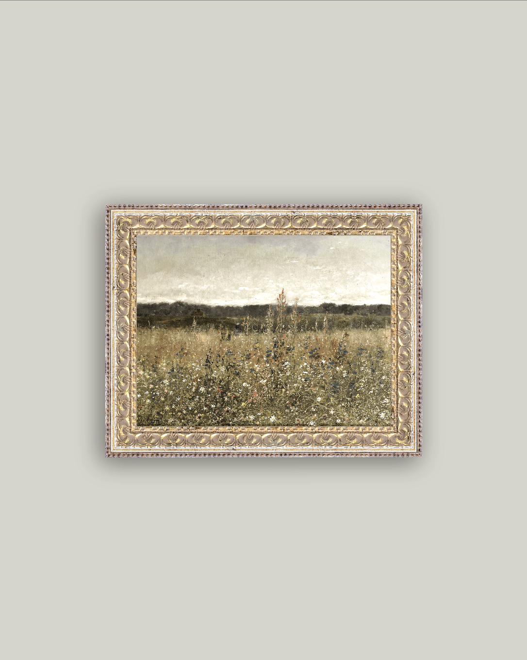 Wildflower Field Framed Antique Art