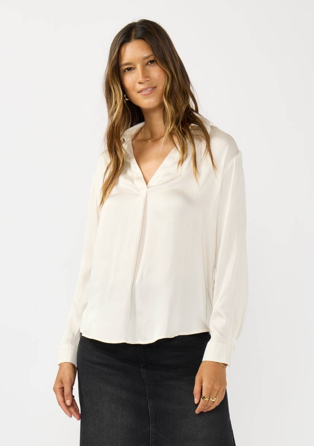 Lovestitch Split Neck Satin Blouse