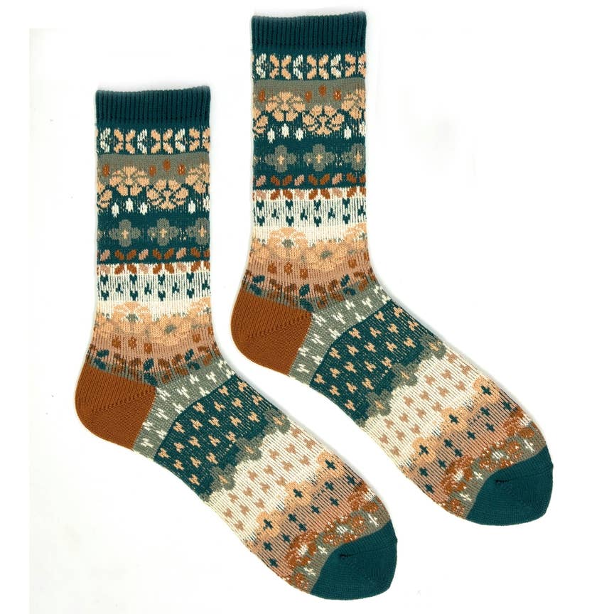 Amber | Women's Cozy Fair Isle Knit Socks