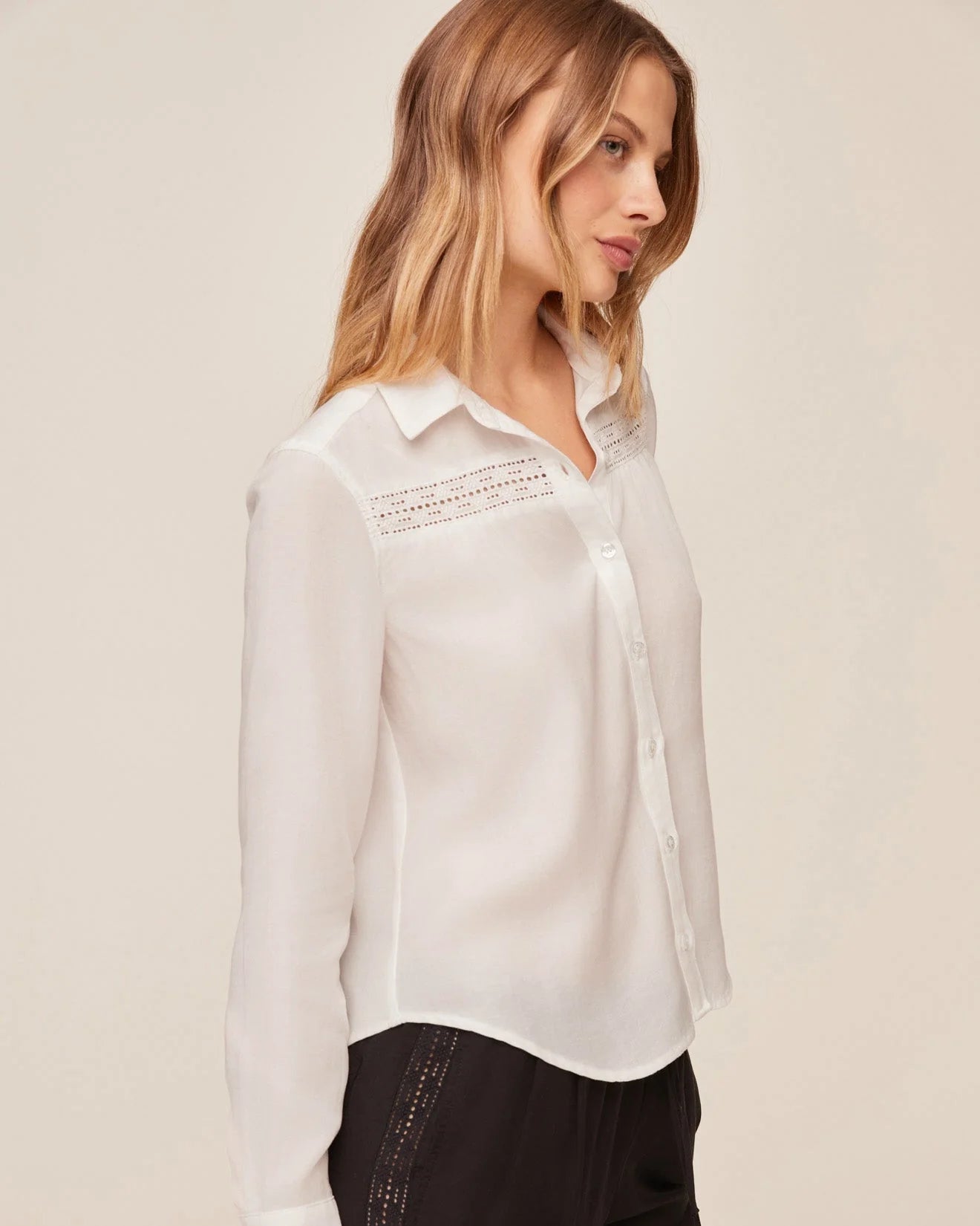 Bella Dahl Long Sleeve Blouse with Lace Insert
