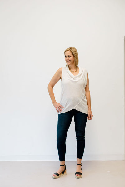 Cut Loose Faux Wrap Cowl Top
