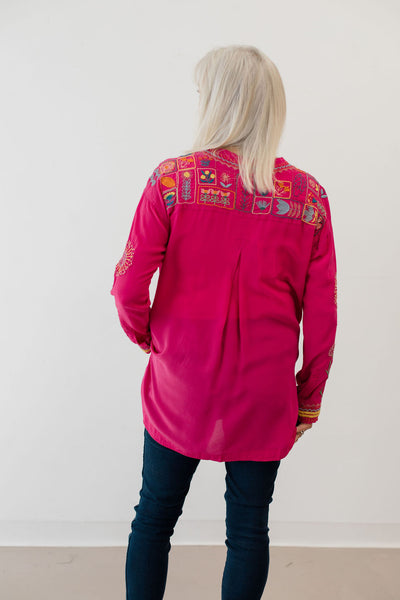 Johnny Was Zinnia Tunic Pink Blouse