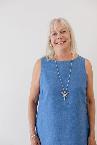 Habitat Pleat Hem Blue Dress