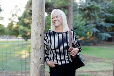 Liverpool Dolman Sweater with Vertical Stripe