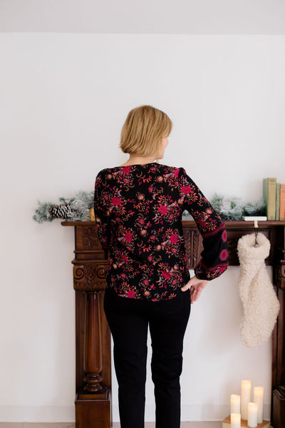 Tribal Button Front Blouse with Embroidery