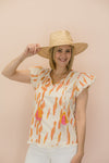 Tribal Flutter Sleeve Blouse