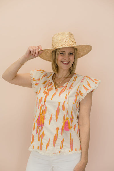Tribal Flutter Sleeve Blouse