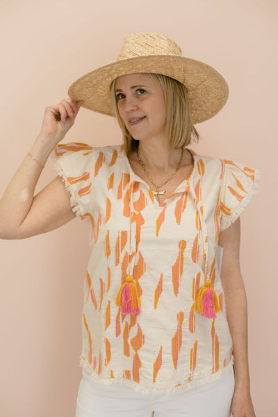 Tribal Flutter Sleeve Blouse