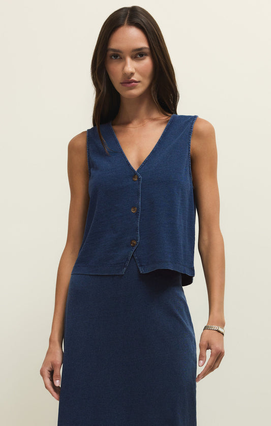Z Supply Noelle Jersey Denim Top