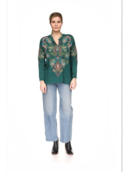 Johnny Was Audrey Mandarin Collar Blouse