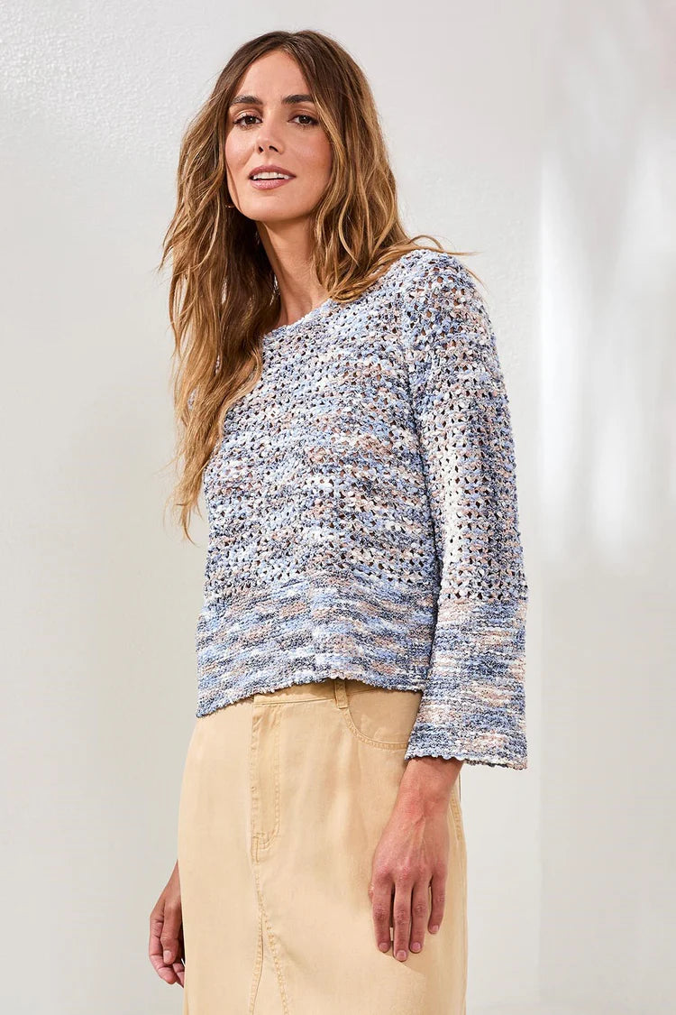 Tribal Bell Sleeve Open Knit Sweater