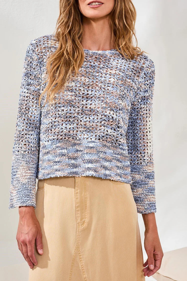 Tribal Bell Sleeve Open Knit Sweater