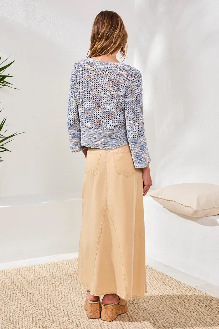 Tribal Bell Sleeve Open Knit Sweater