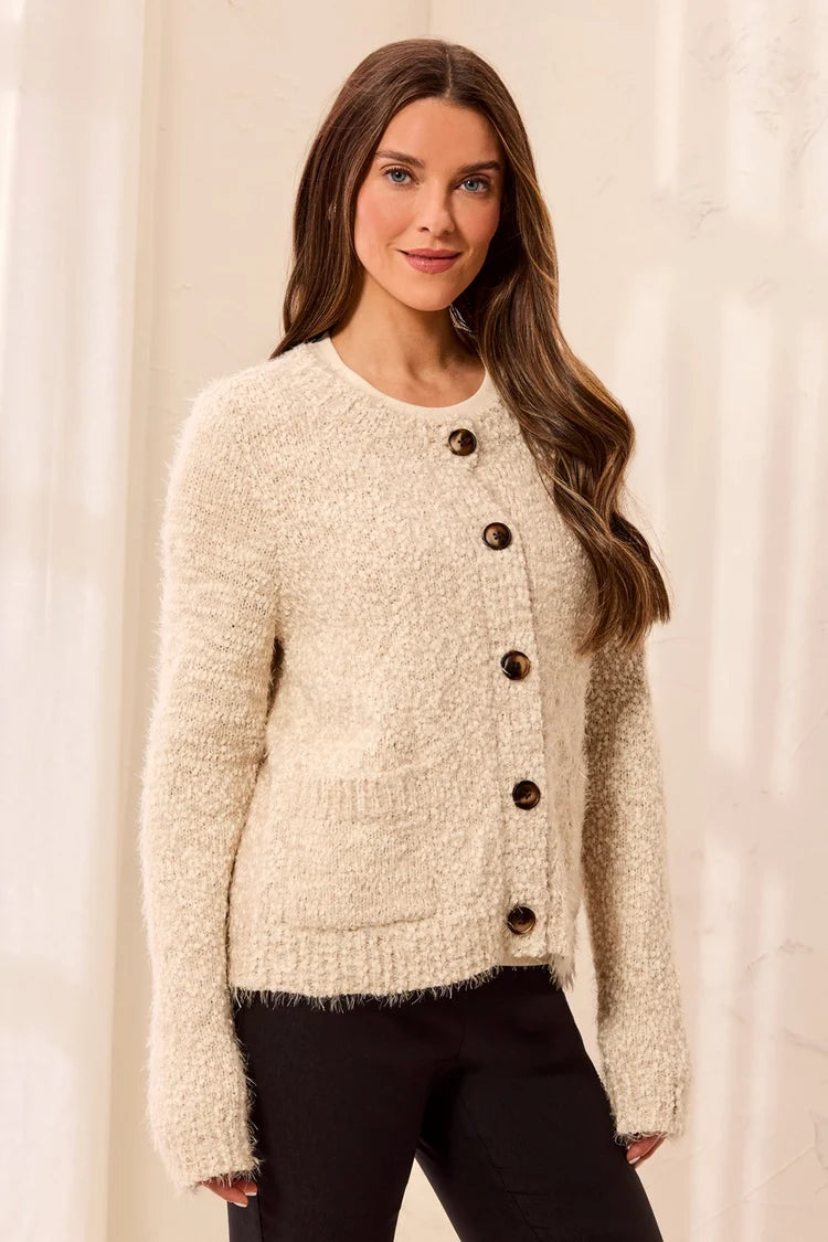 Tribal Button Front Cardigan in Birch