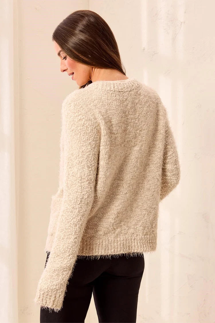 Tribal Button Front Cardigan in Birch