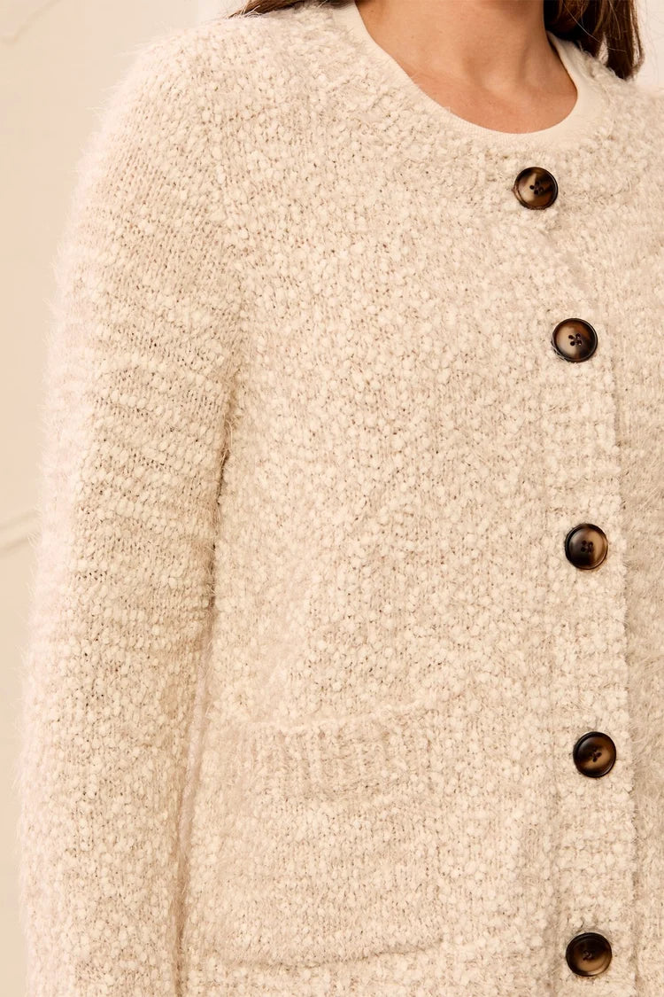 Tribal Button Front Cardigan in Birch