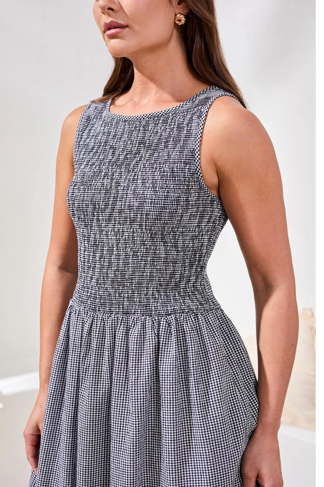 Tribal Sleeveless Rouched Dress