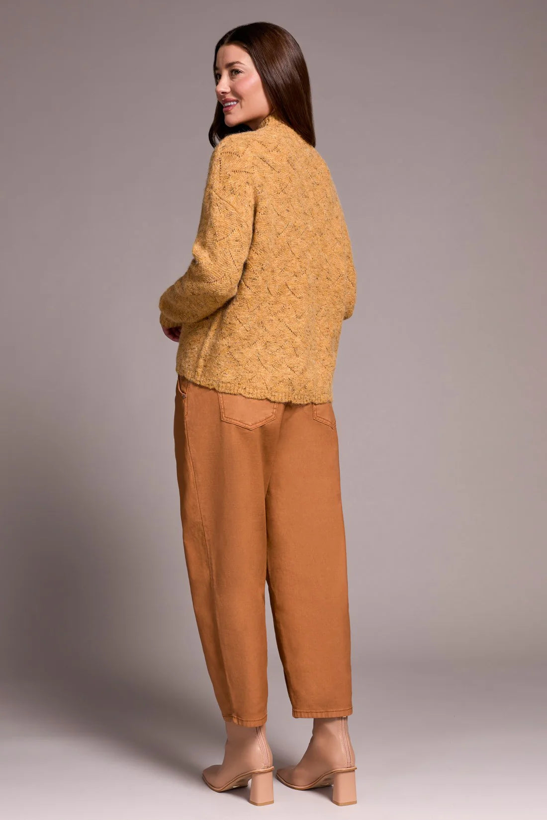 Tribal Mock Neck Puff Sleeve Sweater