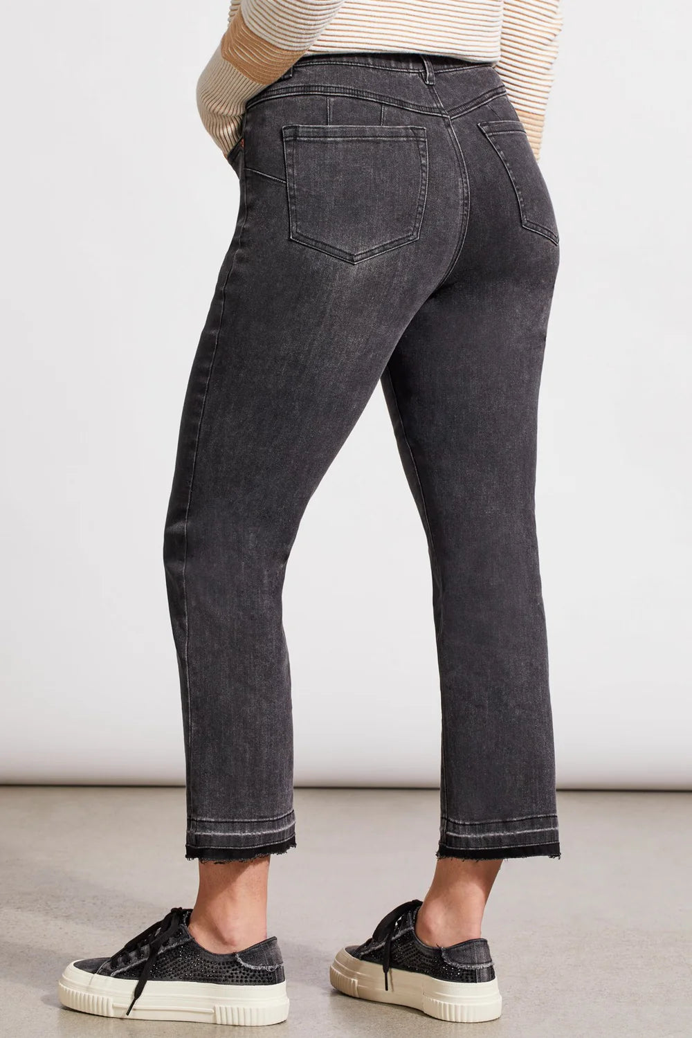 Tribal Sophia Microflare Crop Jeans in Stone Grey