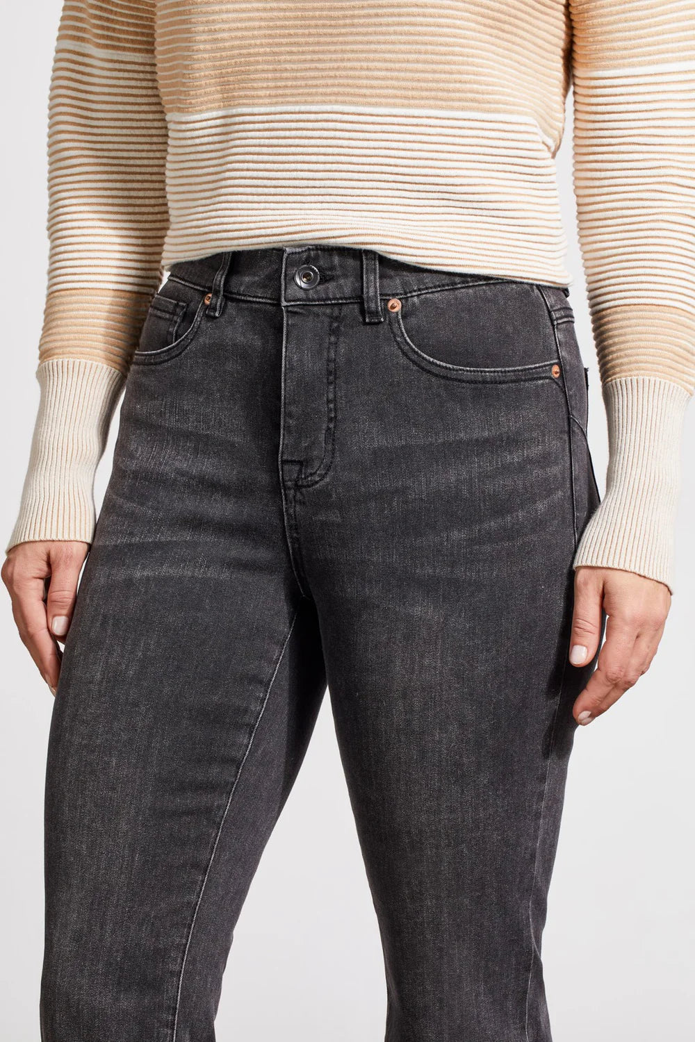Tribal Sophia Microflare Crop Jeans in Stone Grey