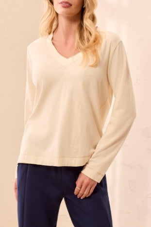 Tribal V-Neck Top in Moonstone