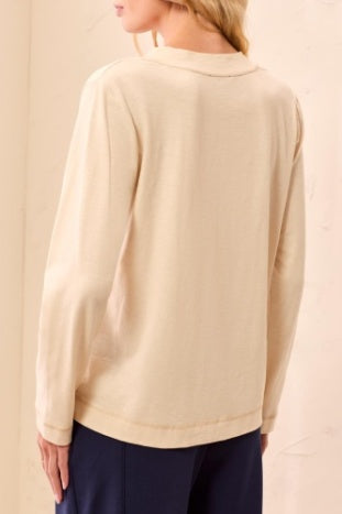 Tribal V-Neck Top in Moonstone