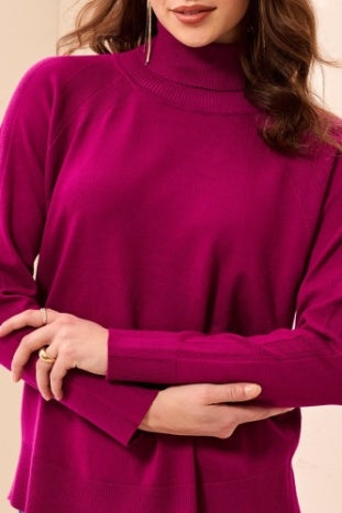 Tribal Turtleneck Sweater in Mulberry