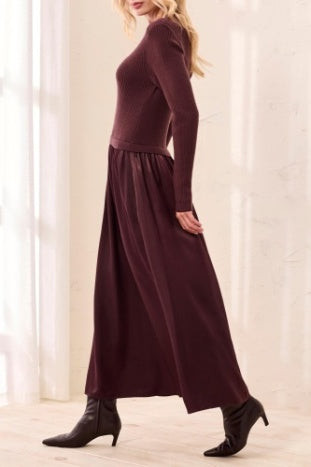 Tribal Mixed Media Maxi Dress in Fudge
