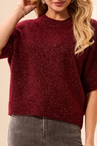 Tribal Lofty Extended Sleeve Sweater in Cherry Lacquer