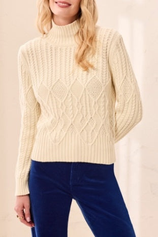 Tribal Mock Neck Sweater in Antique White