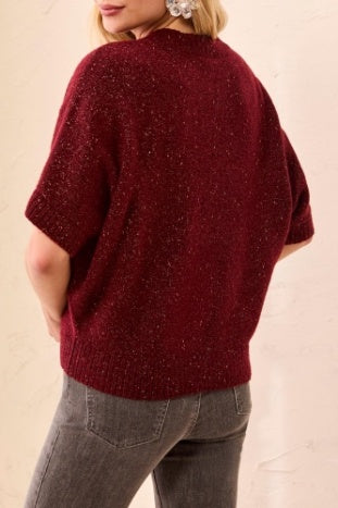 Tribal Lofty Extended Sleeve Sweater in Cherry Lacquer