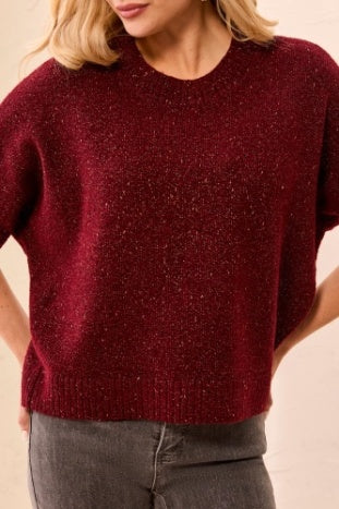 Tribal Lofty Extended Sleeve Sweater in Cherry Lacquer