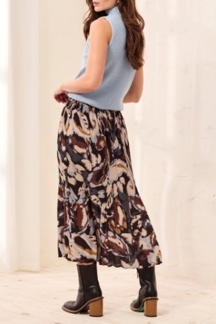 Tribal Flowy Plisse Printed Skirt