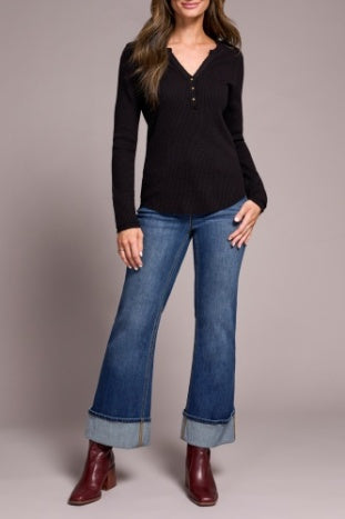 Tribal Henley Top with Buttons