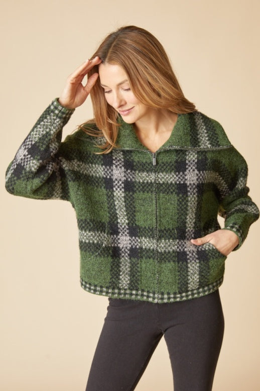 Habitat Plaid About You Zip Jacket in Fern