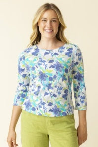 Women’S 100% Cotton Tee in Leaf Dew Drop Teal by Habitat Clothing 27524S6