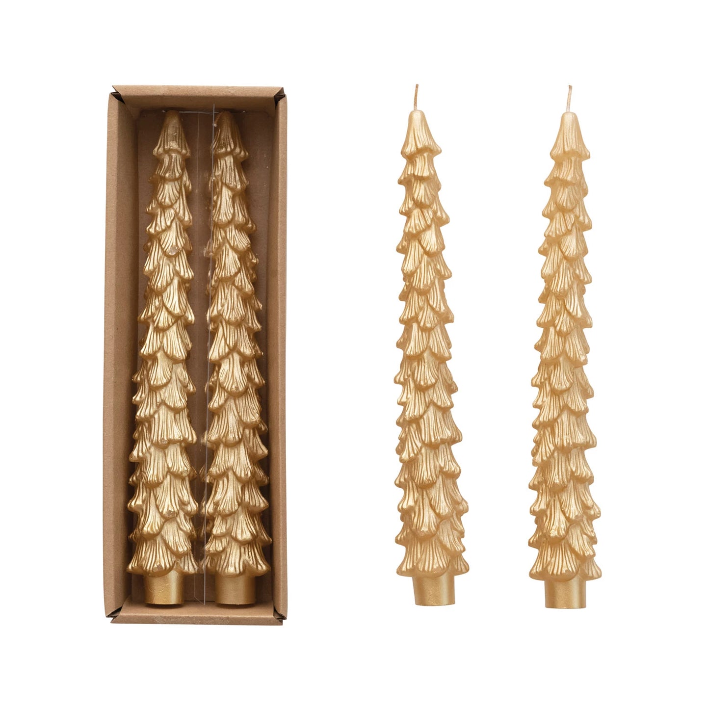 Unscented Tree Shaped Taper Candles, Set of 2, 2 sizes