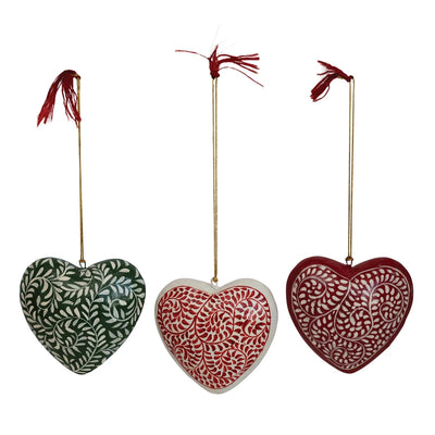 Paper Mache Heart Ornaments