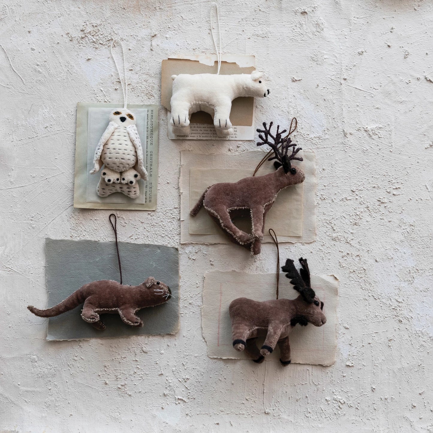 Handmade Cotton Velvet & Wire Moose Ornament