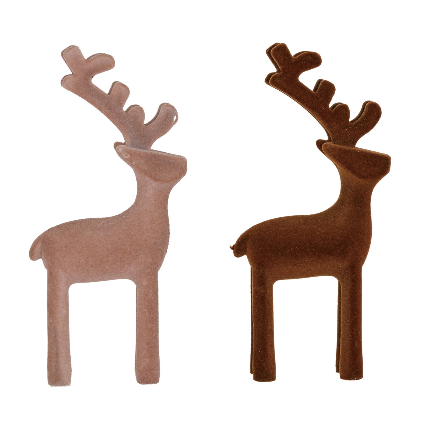 Flocked Plastic Reindeer, 2 Colors