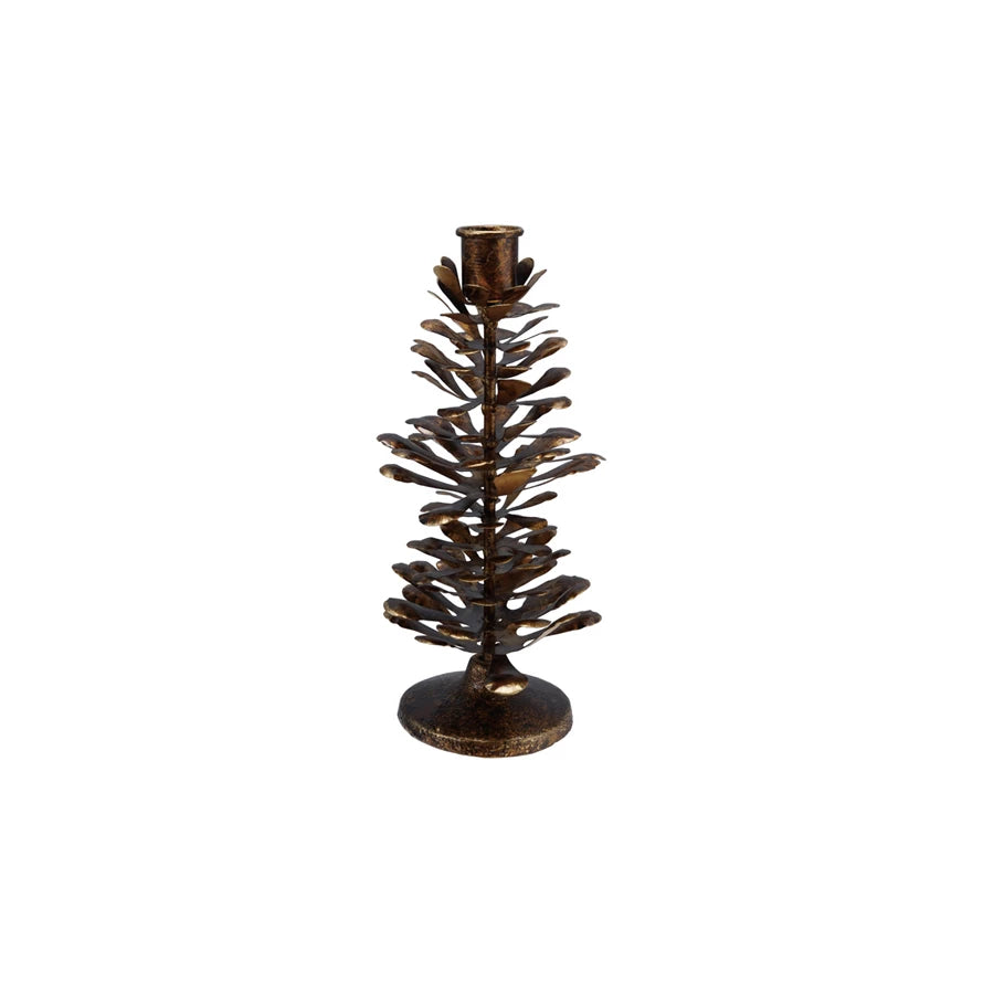 Metal Pinecone Taper Candle Holder, 2 sizes